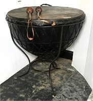Large Leather Drum with Mallets