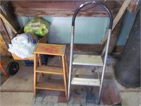 Aluminum step stool, wood step stool