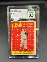 1958 Mickey Mantle CSG 3 point 5 Baseball Card
