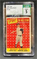 1958 Mickey Mantle CSG 5 Baseball Card