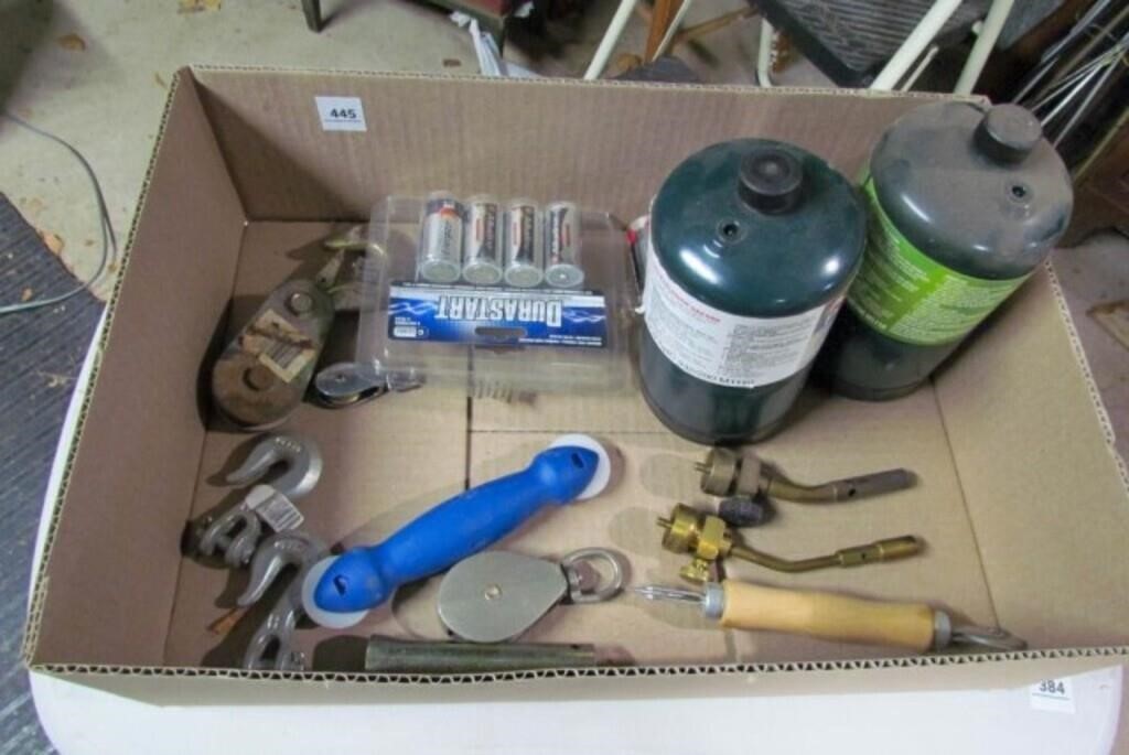 Propane torches & Bottles, chain hooks, pulleys