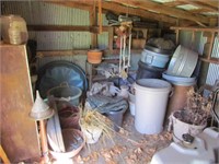 West shed clean out, flower pots, shelving