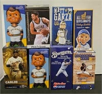 Lot of 8 Milwaukee Brewers/Bucks Bobbleheads