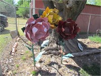 3- metal tulips, approx 5' tall