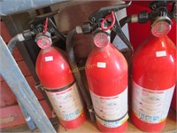 Three Fire Extinguishers in the Green