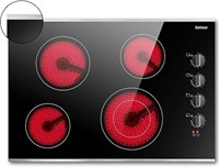 Karinear 30 Inch Electric Cooktop 4 Burners, Knob