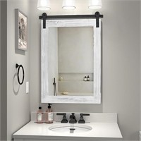 Farmhouse Bathroom Mirror - 30 X 21 Rustic Wood Fr