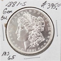 1881-S Morgan Silver Dollar Coin BU
