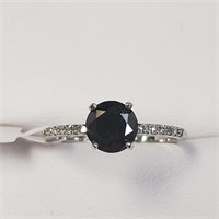 10K White Gold Black Diamond & Diamond Ring