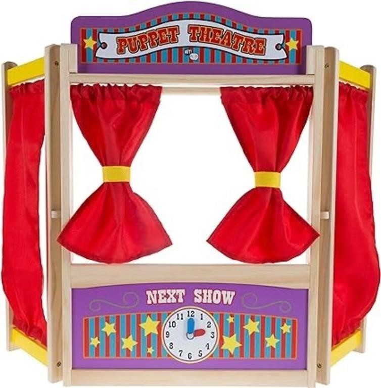 Wooden Tabletop Puppet Theater With Curtains