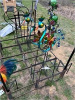 2 Metal Peacock Spinners 31" Tall