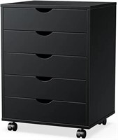 Olixis 5 Drawer Chest Wood File Cabinet Rolling