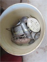 Bucket of Post Tops, Electrical Boxes, Bulb Guard