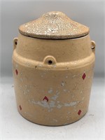 Antique painted Stoneware Crock Container