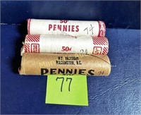 (3) ROLLS 1974 LINCOLN PENNIES