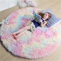 Amdrebio Rainbow Fluffy Rugs For Girls Bedroom