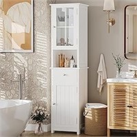 Rovaurx Tall Bathroom Floor Cabinet With Glass