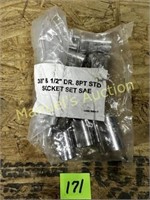 BAG OF ASSORTED 8 POINT KLUTCH SOCKETS MIXED
