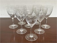 8 vintage Crystal Daisy pattern wine glasses