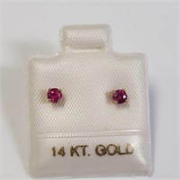 14K Gold Ruby 3Mm Earrings