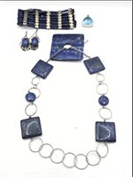 Sterling Silver & Blue Stone Necklace, Bracelet