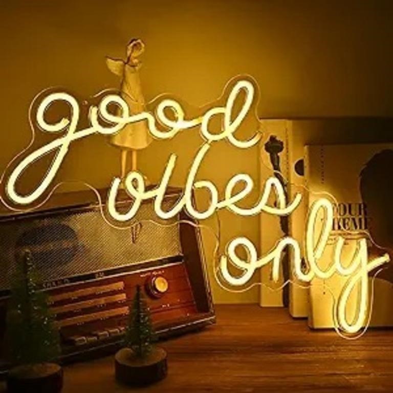 Hawisphy Good Vibes Only Neon Signs Dimmable Neon