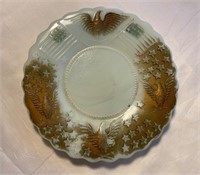 Antique Milk Glass Plate with Eagles and Flags