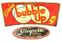 Grapette Soda & Bubble Up Tin Signs