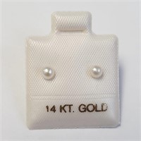 14K  Gold Fresh Water Pearl 3mm Earrings