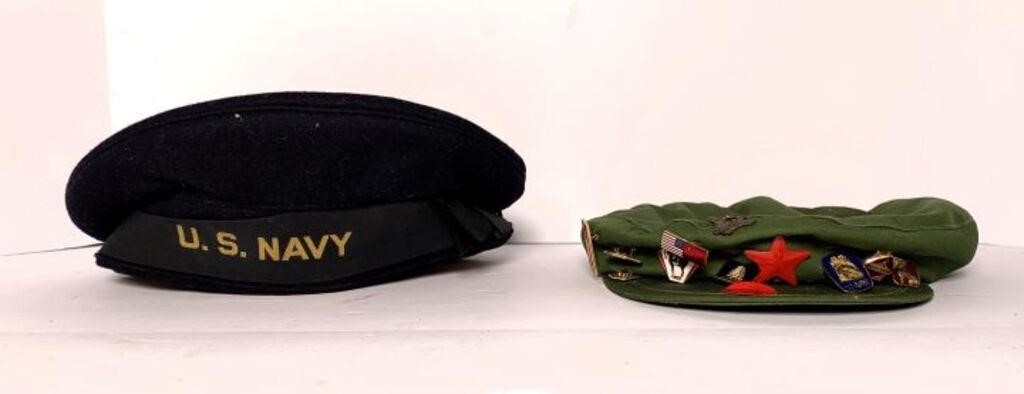 US Navy Beret & Cloth Cap & Pins