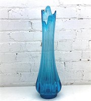 Large 22" Electric blue glass swung vase