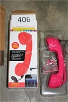 pink retro cell phone hand set attachment