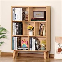 Leyaoyao Wooden 7 Cube Book Shelf, Natural 3 Tier
