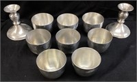 REVERE PEWTER JEFFERSON CUPS & CANDLESTICK HOLDERS