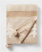 Knit Tree with Tassels Throw Blanket