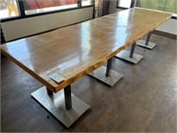 WOOD LIVE EDGE 138"42"X3" TABLE W/(4)S/S BASES