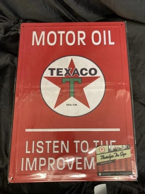 "TEXACO" / TIN METAL SIGN / NEW