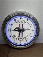 FORD MUSTANG WALL HANGING NEON CLOCK