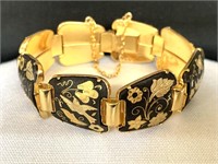 Vintage Damascene Bracelet 8 Panels, Excellent