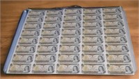 1973 Uncut Sheet - 40 One Dollar Bills CDN PRE BFL