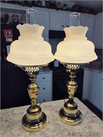 Set of Vintage Lamps, 1 Cracked Shade