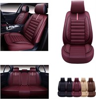 OASIS AUTO Car Seat Covers Faux Leather(BURGUNDY)