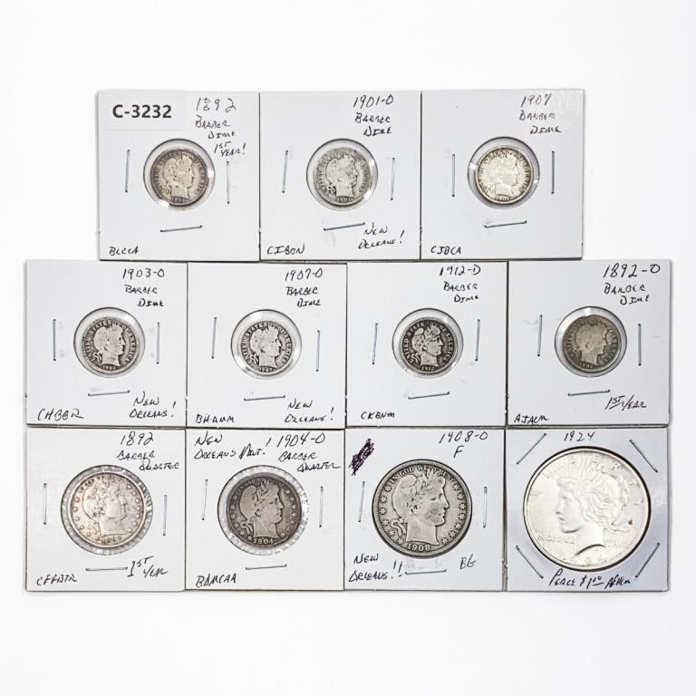 1892-1924 Varied Date Barber coinage and Peace