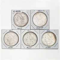 1879-1896 Varied Date Morgan Silver Dollars [5