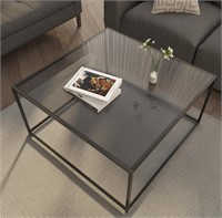NEW $90 25x25” Glass Coffee Table Black