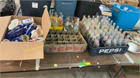 Box of Pepsi Collection; Cans, Bottles, Mugs, Etc.