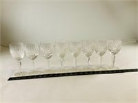 8pcs Waterford Crystal Cross Hatch Wine Glasses