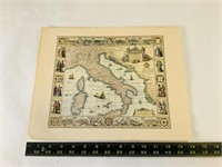 Vintage Spanish Map of Italy