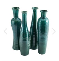 Ceramic Decorative Vase Set 4-Piece  Teal