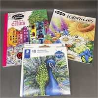 Colored Art Pencils w/ Adult Coloring Books